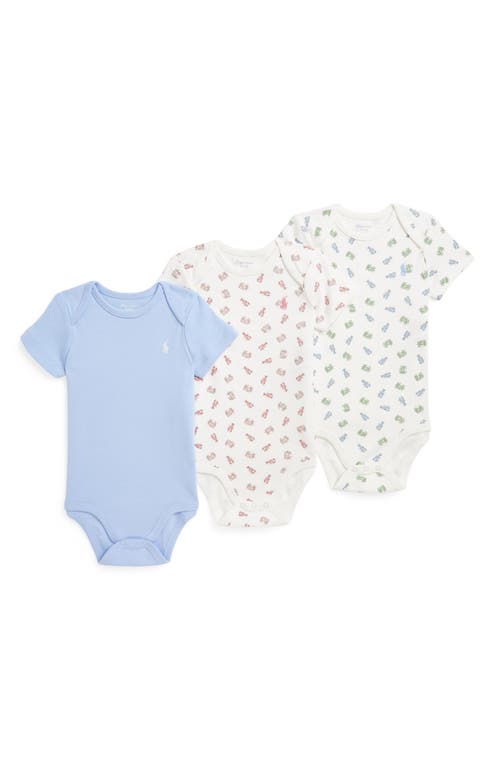 Polo Ralph Lauren Ralph Lauren Assorted 3-pack Cotton Rompers In Lobster Print 3pk