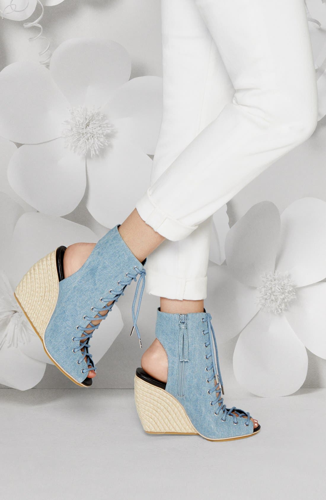 Rebecca Minkoff 'Elle' Lace-Up Espadrille Wedge Sandal, Alternate, color, 