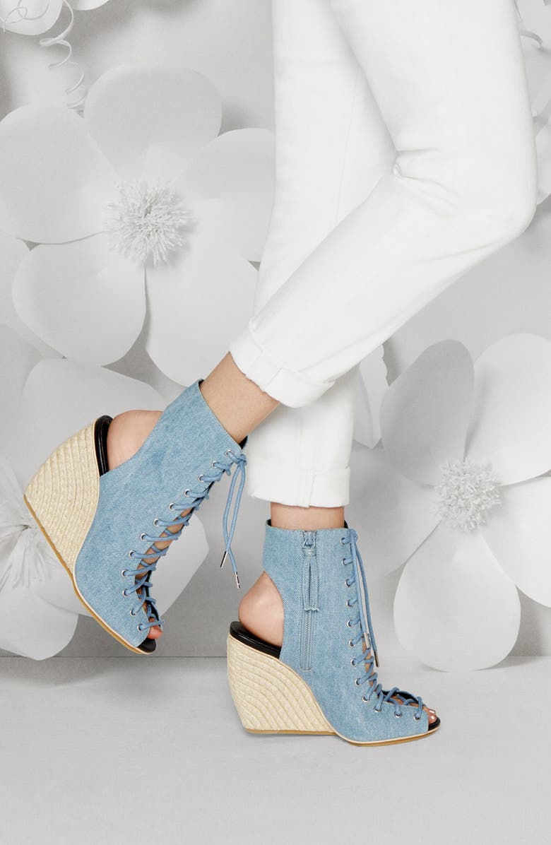 Rebecca Minkoff 'Elle' Lace-Up Espadrille Wedge Sandal, Alternate, color,