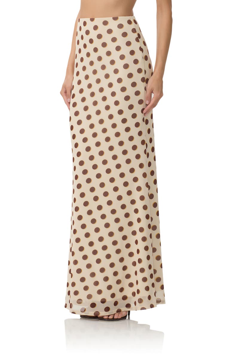 AFRM Tegan Allover Print Mermaid Skirt, Alternate, color, Gold Halo Dot