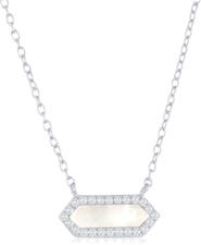 SIMONA Cubic Zirconia Mother-of-Pearl Hexagon Pendant Necklace