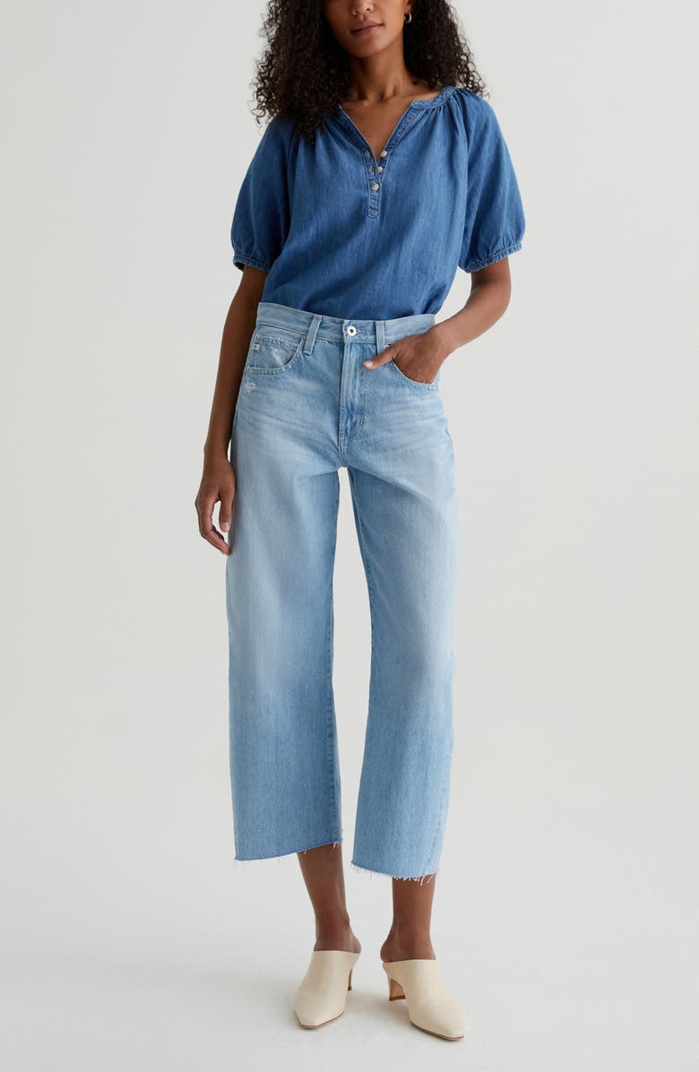 AG Holly Puff Sleeve Denim Shirt, Alternate, color, 