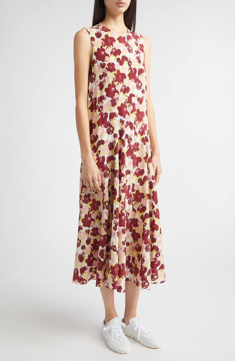 Marni Floral Silk Crêpe de Chine Maxi Dress, Alternate, color, Sbw01 Lili White