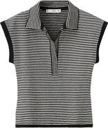 MANGO Stripe Cap Sleeve Crop Sweater Polo