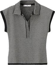 MANGO Stripe Cap Sleeve Crop Sweater Polo