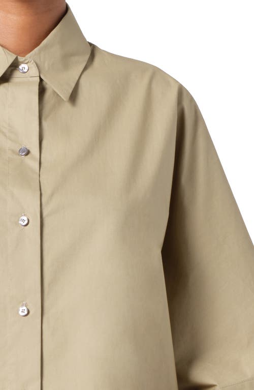 Shop Agolde Merrin Short Sleeve Cotton Poplin Button-up Shirt In Cocoon