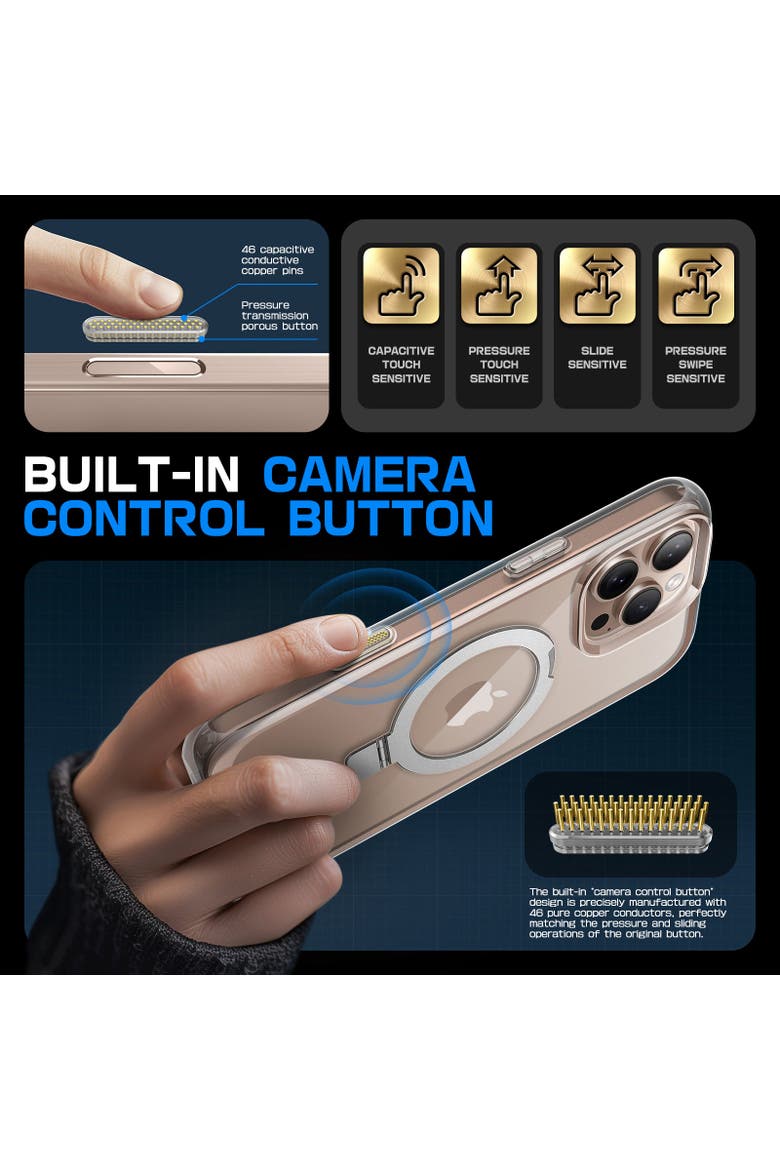 iPhone 16 Pro Max 6.9 inch Unicorn Beetle MAG Stand Slim Clear MagSafe Camera Control Button Case, Alternate, color, Clear