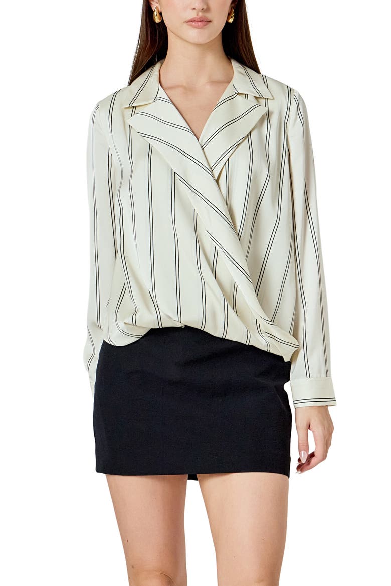 Stripe Wrap Front Top, Alternate, color, IVORY STRIPES