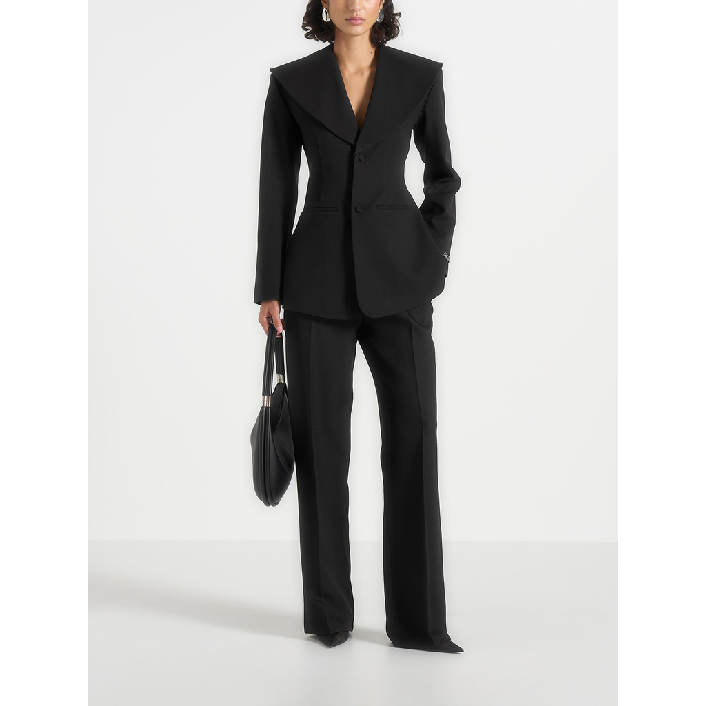 Manière De Voir Emy Tailored Cinch Waist Shawl Blazer in Black at Nordstrom, Size 12