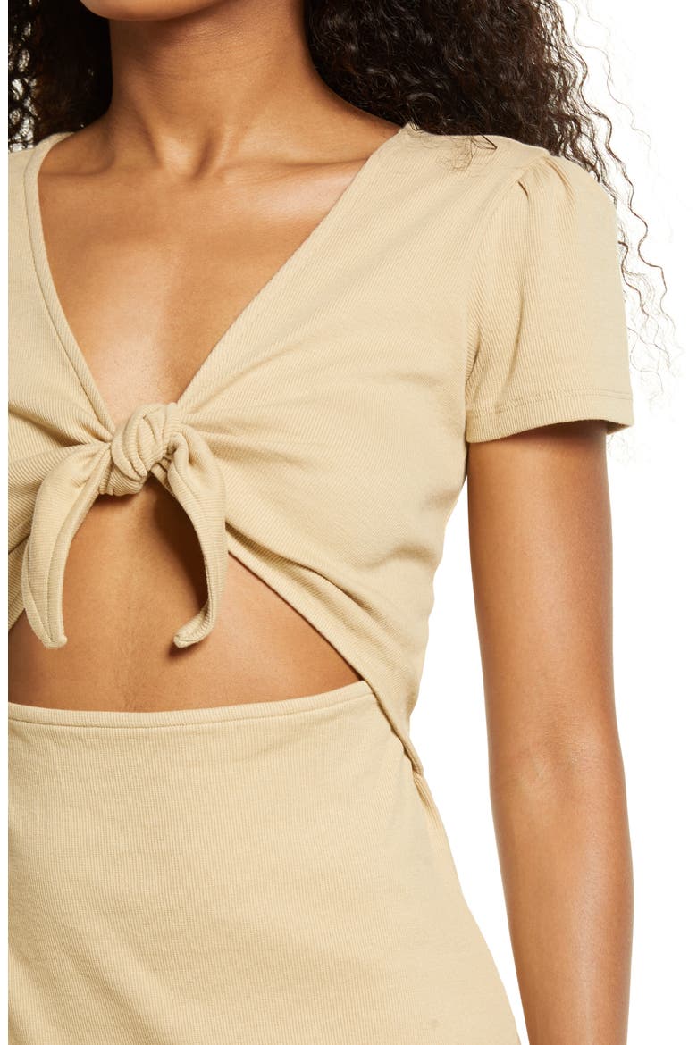 Tie Front Dress, Alternate, color, BEIGE NOUGAT