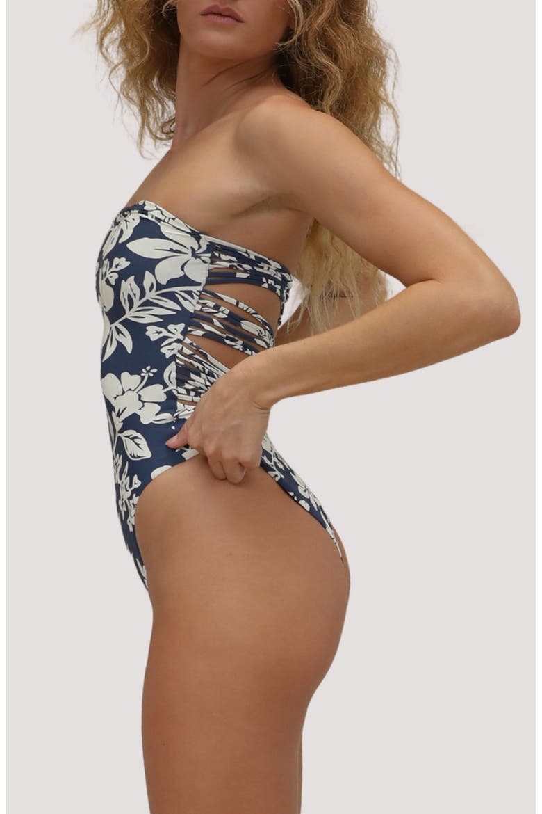 Paola Macramé Strapless One-Piece Swimsuit, Alternate, color, HIBISCO