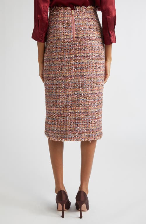 L Agence Tweed Tai Midi Pencil Skirt In Gold