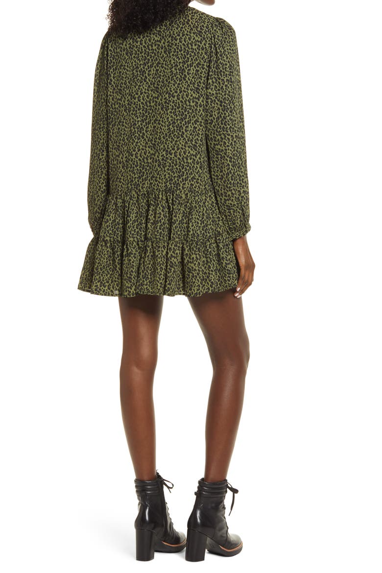 Long Sleeve Minidress, Alternate, color, GREEN/BLACK