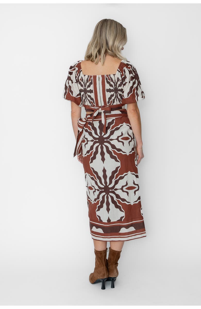 West Of Christine Wrap Skirt, Alternate, color, Capucine Border Print