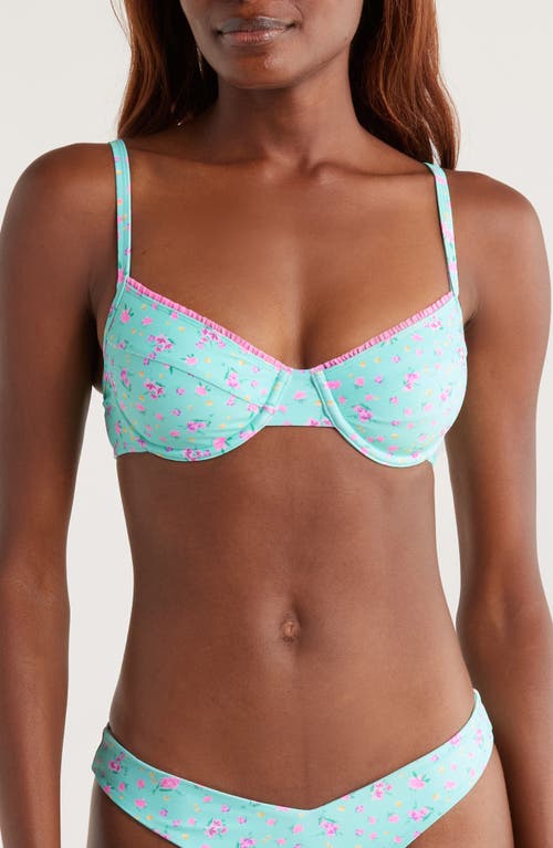 Kulani Kinis Decorative Ditzy Underwire Bikini Top In Blue