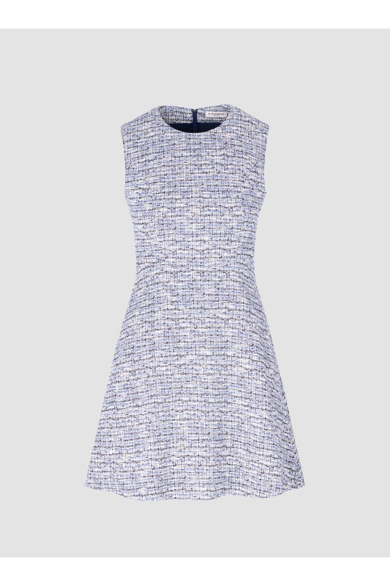 Sleeveless Cotton Tweed Dress, Alternate, color, Blue