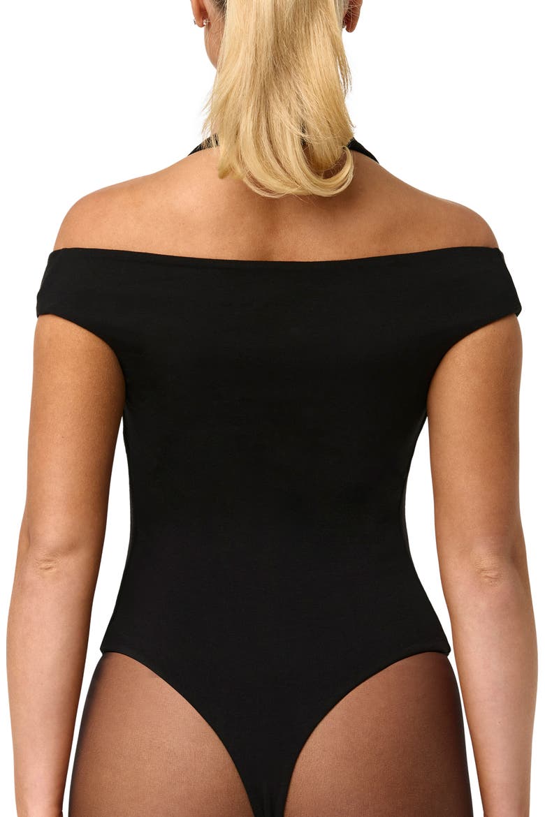 Smooth Double Strap Bodysuit, Alternate, color, BLACK