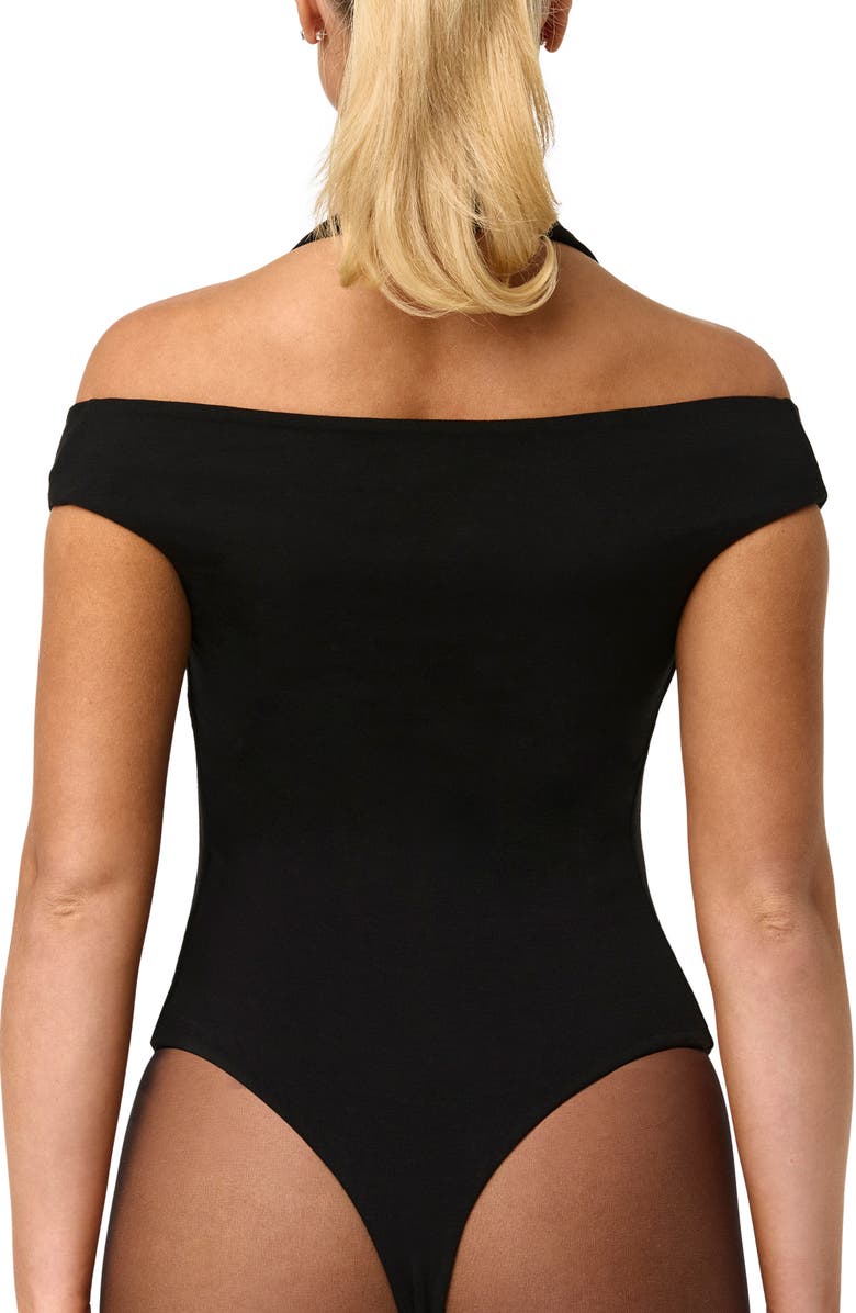 Naked Wardrobe Smooth Double Strap Bodysuit, Alternate, color, Black