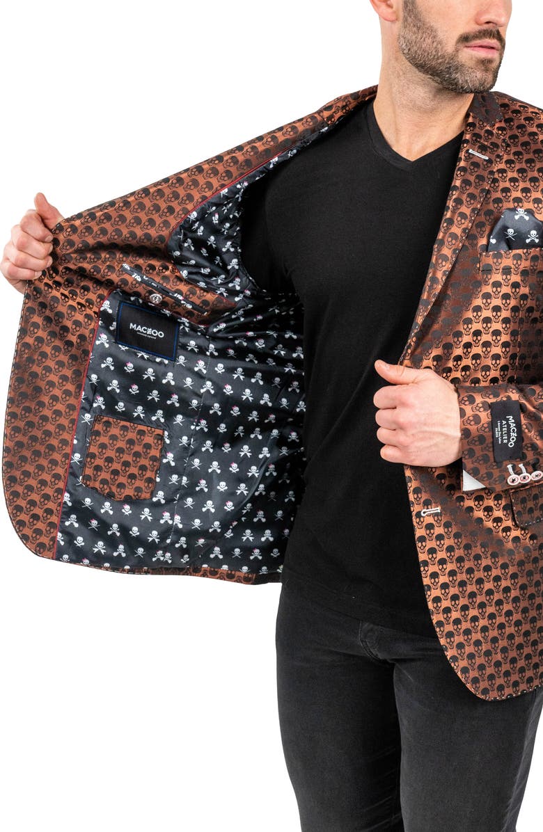 Maceoo Skull Repeat Sport Coat, Alternate, color, Orange