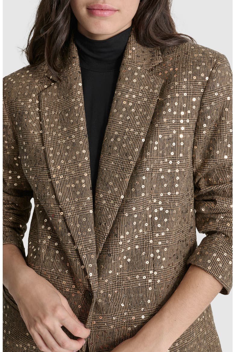 Herringbone Sequin Wool Blend Blazer, Alternate, color, BROWN MULTI