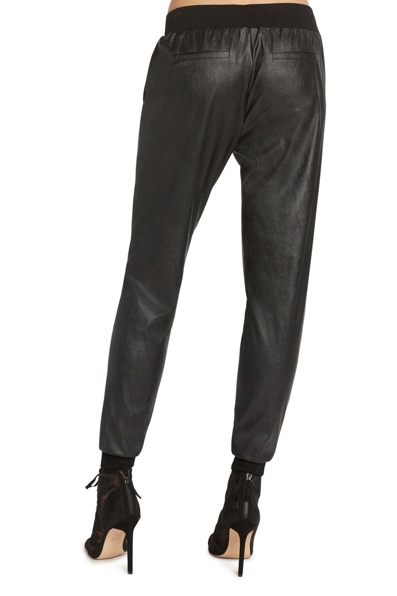 Faux Leather Jogger Pants, Alternate, color, BLACK