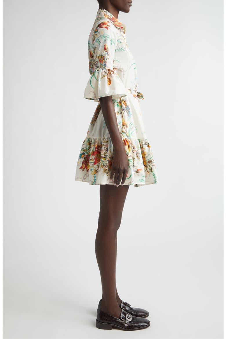 Floral Print Stretch Cotton Shirtdress, Alternate, color, PRINT ON WHITE BASE