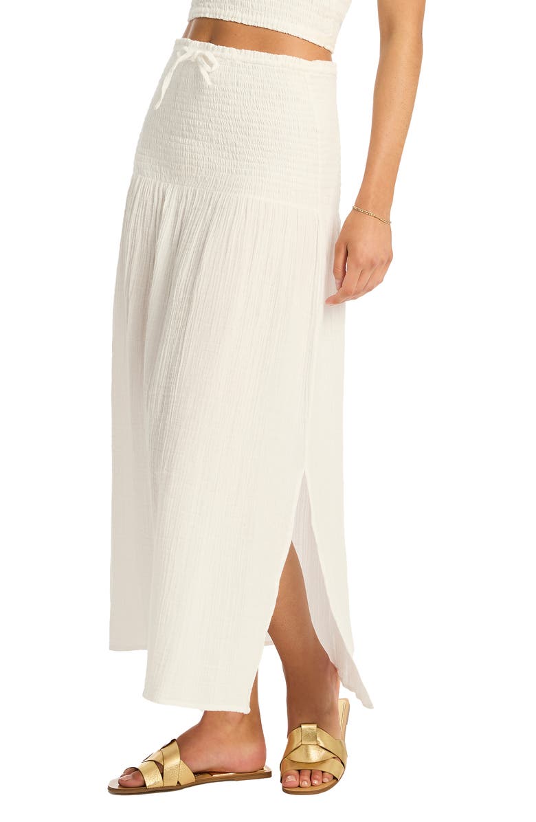 Sea Level Sunset Beach Cotton Gauze Cover-Up Skirt, Alternate, color, White