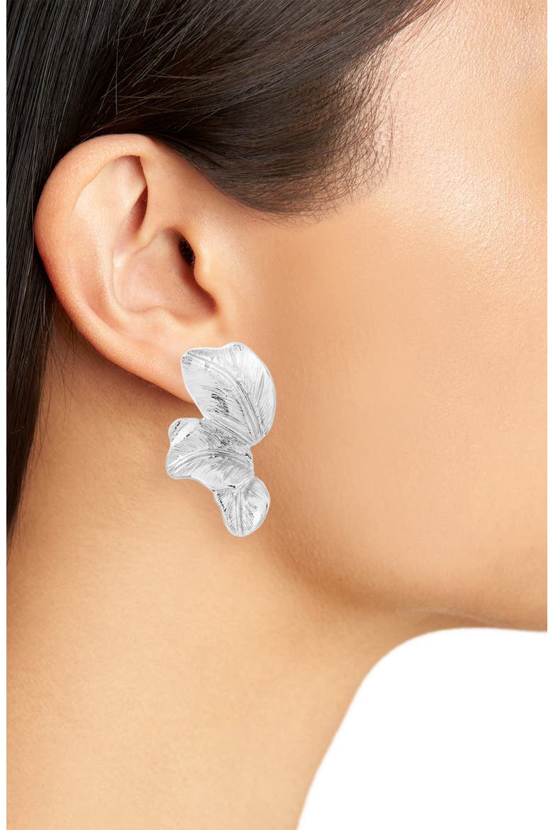Medium Flower Stud Earrings, Alternate, color, SILVER