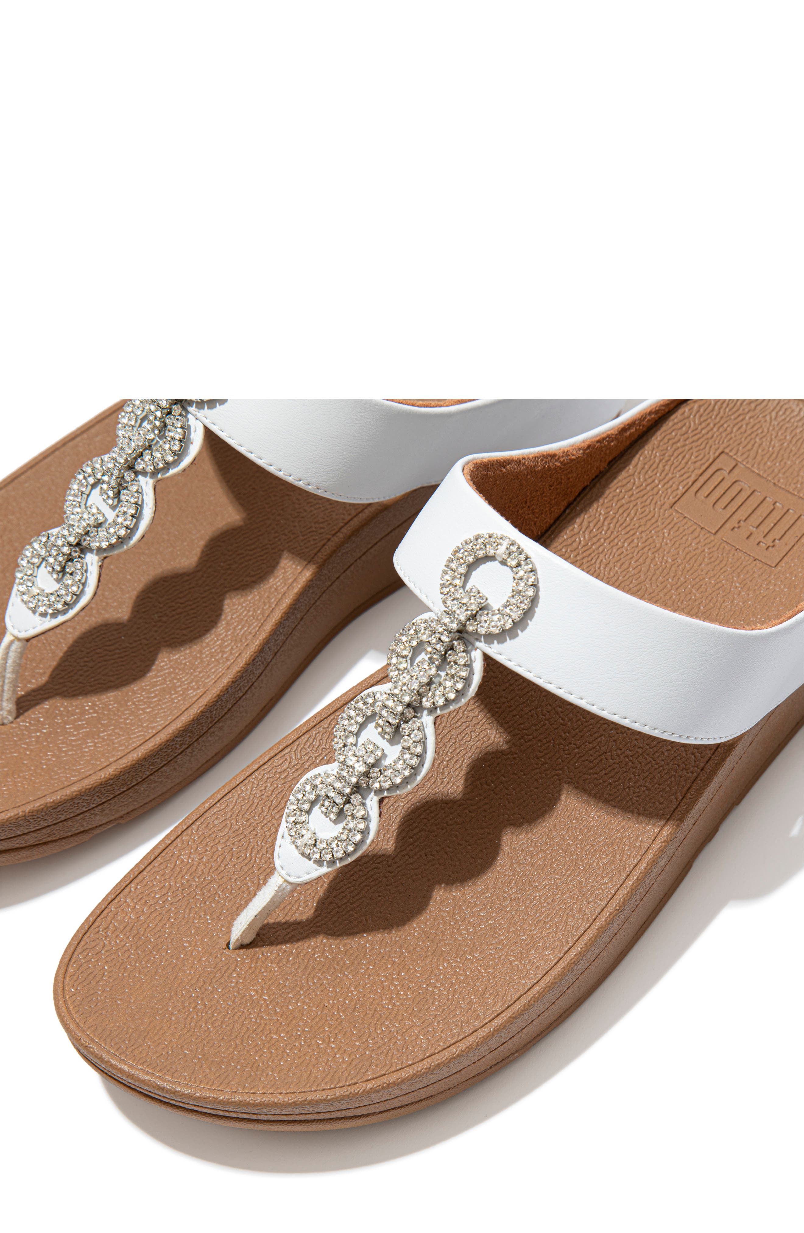 FitFlop Fino Crystal Embellished Thong Platform Sandal, Alternate, color, Urban White