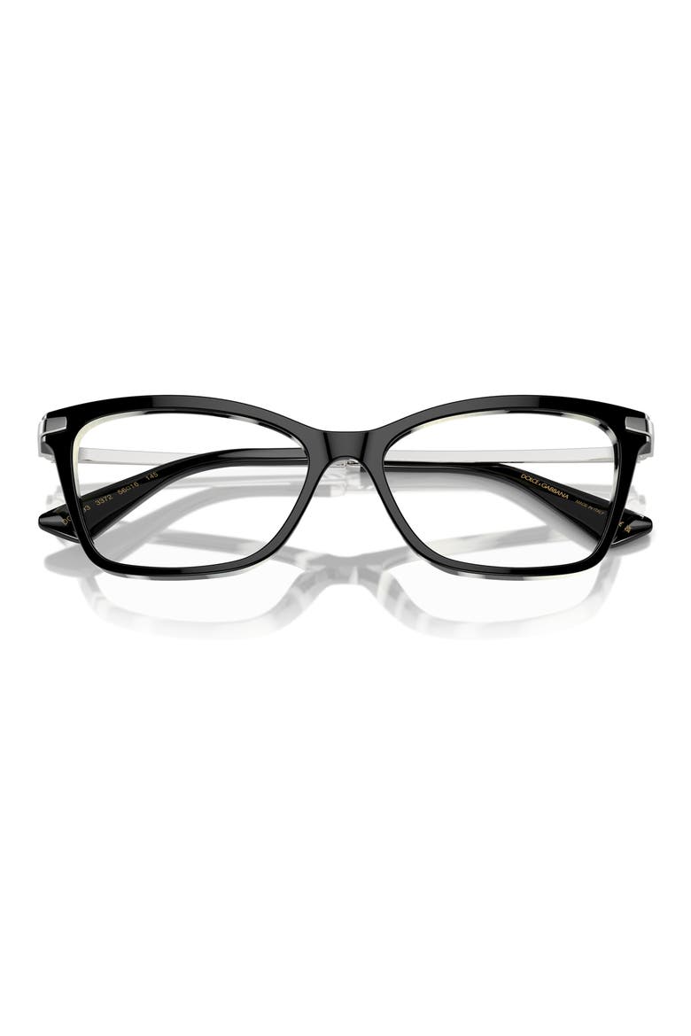 56mm Rectangular Optical Glasses, Alternate, color, BLACK WHITE