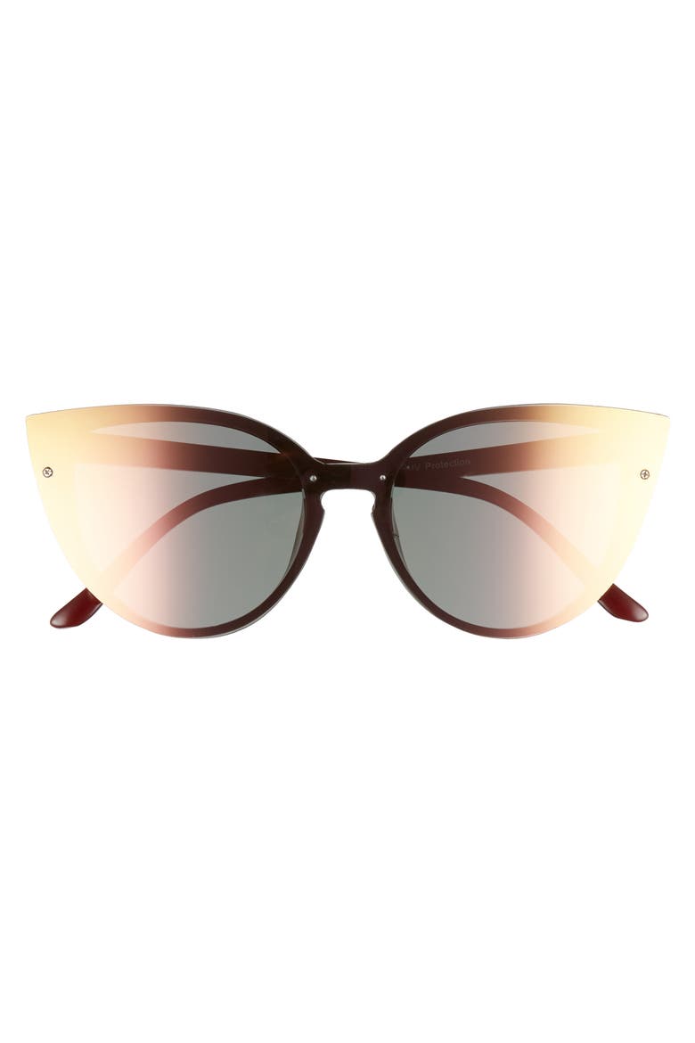 52mm Flat Cat Eye Sunglasses, Alternate, color, BURGUNDY/ GREEN