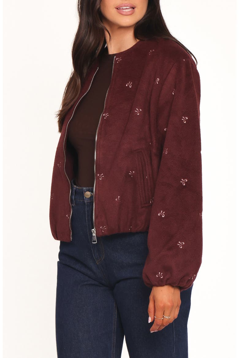 Marla Crop Bomber Jacket, Alternate, color, CHERRY
