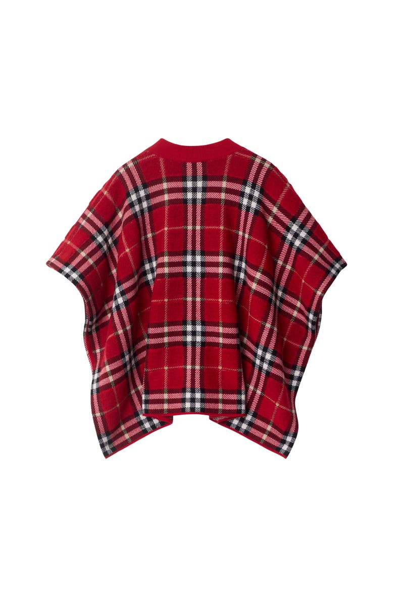 Burberry Check Wool Cape, Alternate, color, Poppy Red