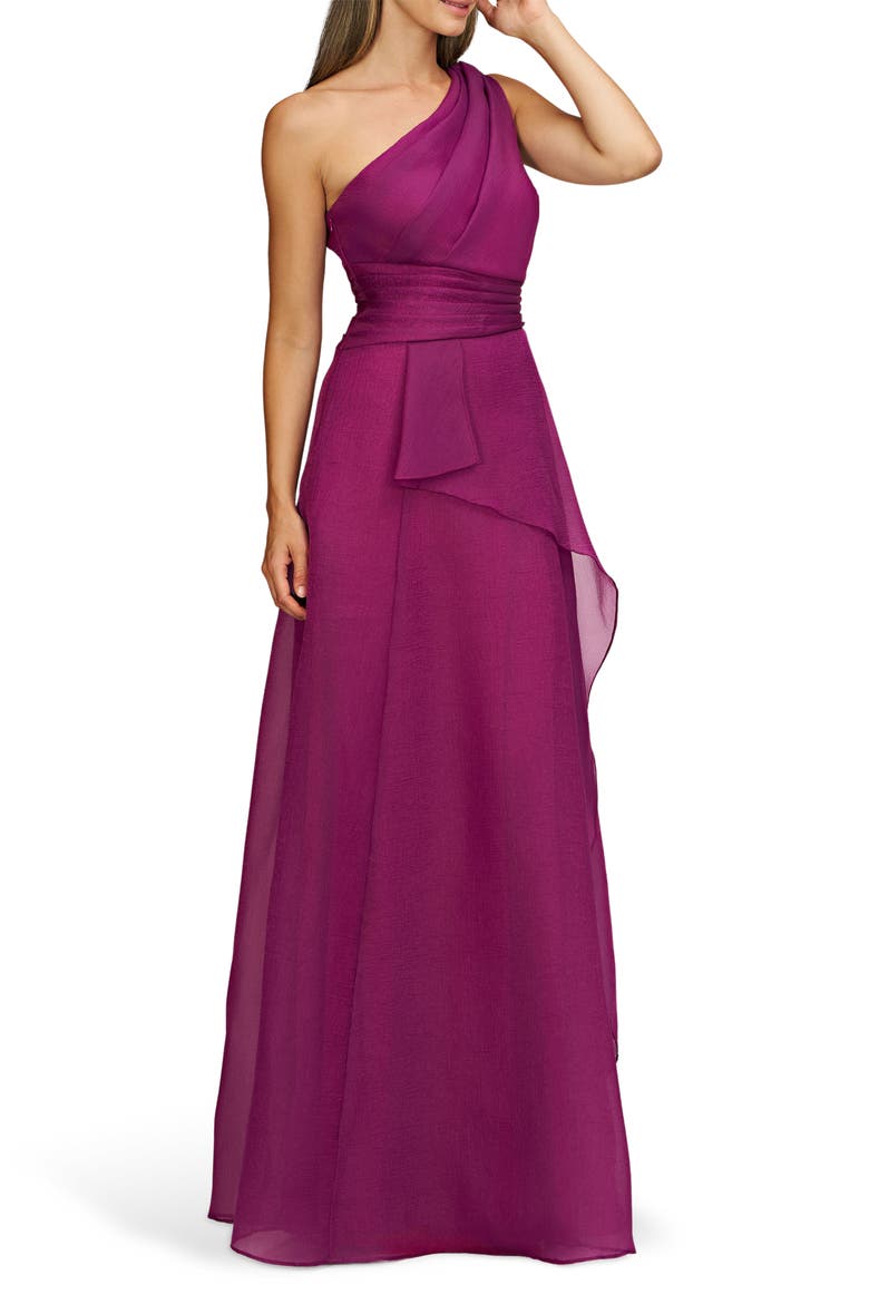 Seraphina One-Shoulder Organza Gown, Alternate, color, VIOLET ROSE