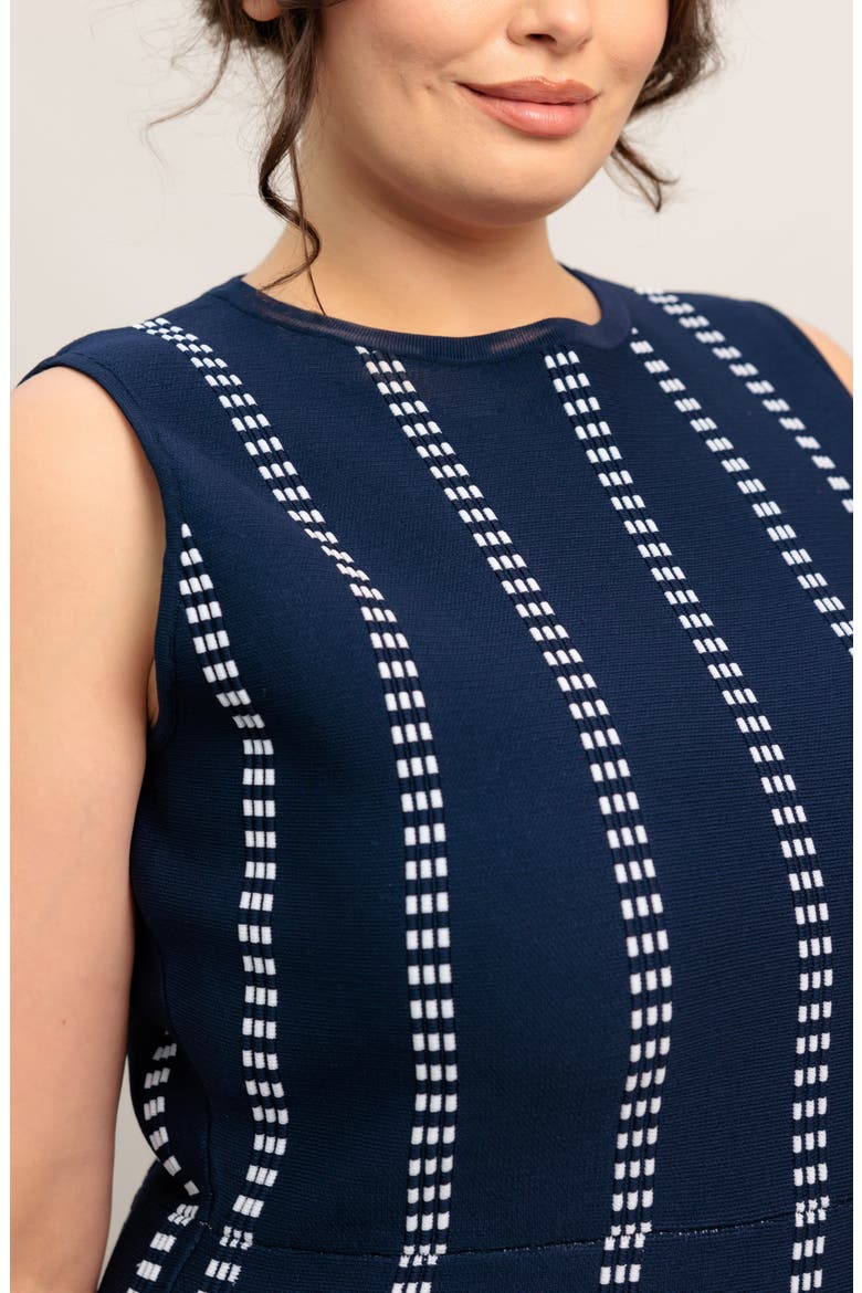 Sleeveless Midi Sweater Dress, Alternate, color, NAVY/ WHITE