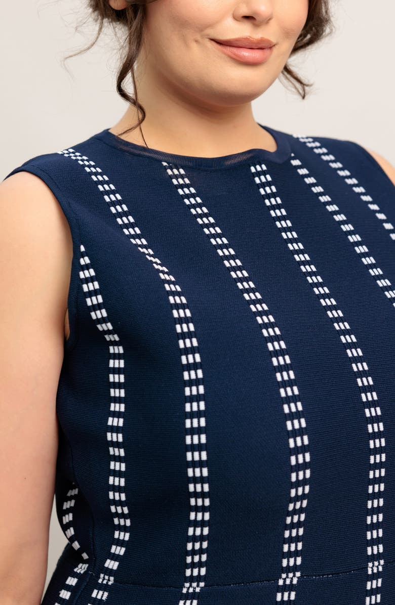 FLYING TOMATO Sleeveless Midi Sweater Dress, Alternate, color, Navy/ White
