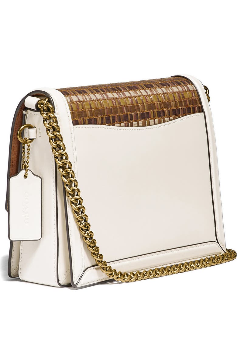 COACH Hutton Straw & Leather Shoulder Bag, Alternate, color,