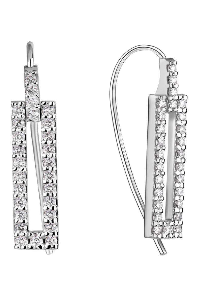 Skinny 14K Gold Diamond Tag Drop Earrings, Main, color, WHITE GOLD