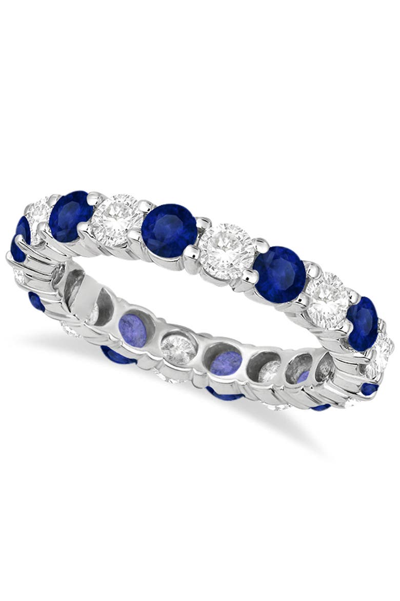 Eternity Diamond & Gemstone Anniversary Band 14K 3.50ct, Main, color, Sapphire/White Gold