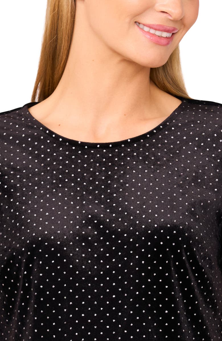 CeCe Bubble Sleeve Velvet Top, Alternate, color, Rich Black