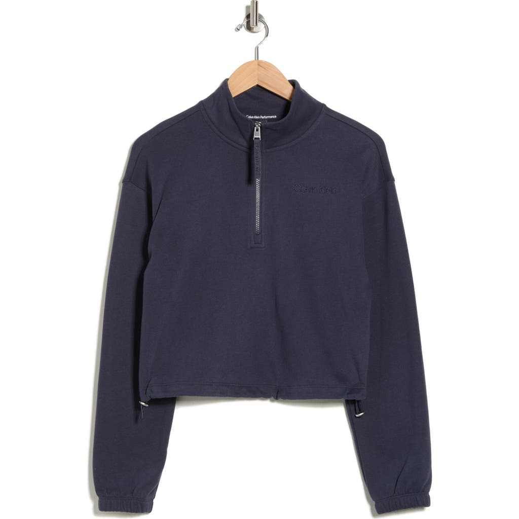 Calvin Klein Performance Mock Neck Half Zip Pullover In Blue