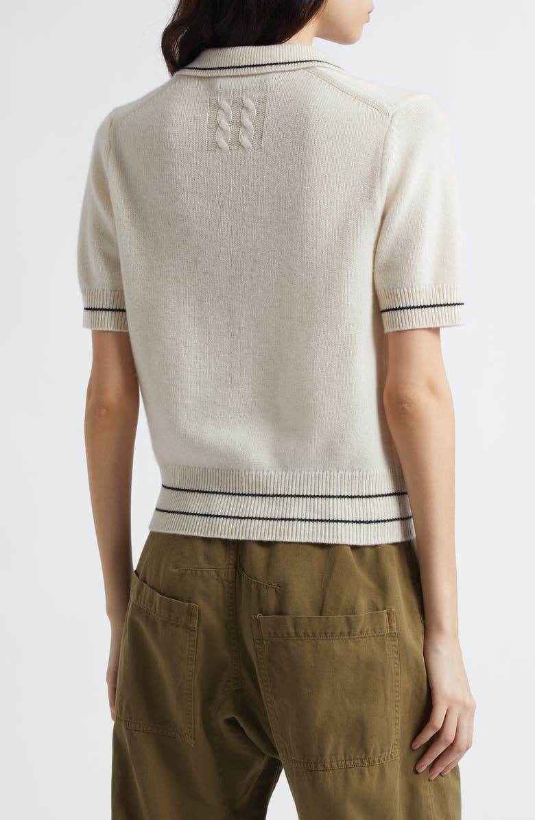 Nili Lotan Carline Cashmere Polo Sweater, Alternate, color, Ivory/ Black
