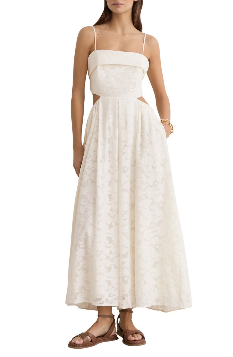 Reiss Sian Lace Cutout Maxi Dress, Main, color, Cream