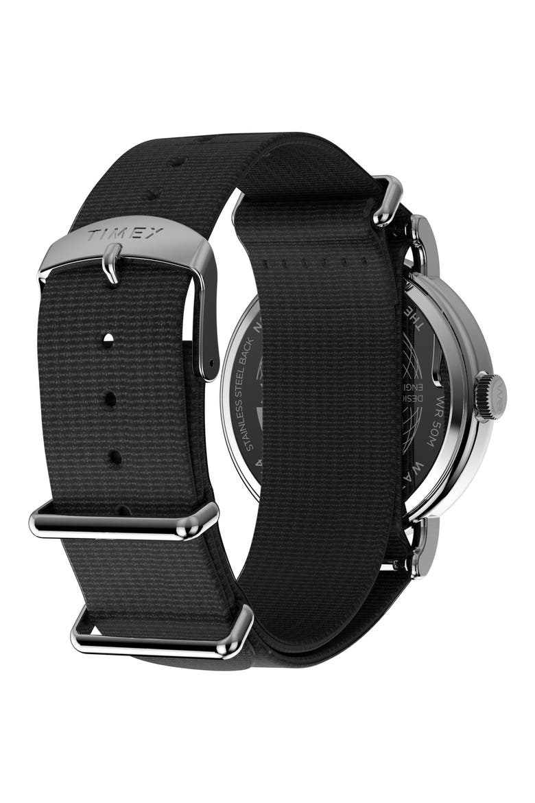 Weekender Canvas Strap Watch, 37mm, Alternate, color, BLACK
