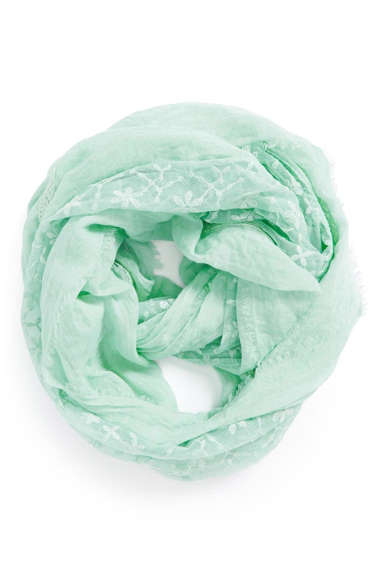 Lace Trim Scarf, Main, color, MINT