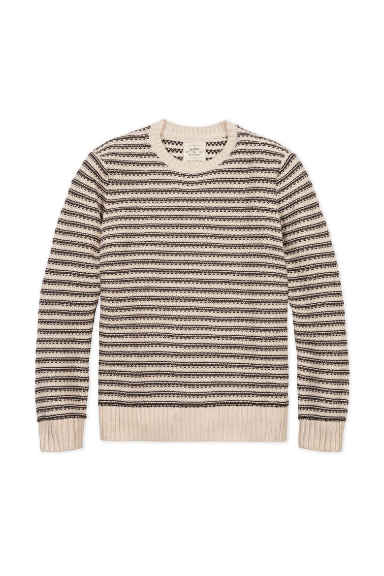 Organic Crew Neck Stripe Sweater, Alternate, color, Chocolate and Tan Stripe
