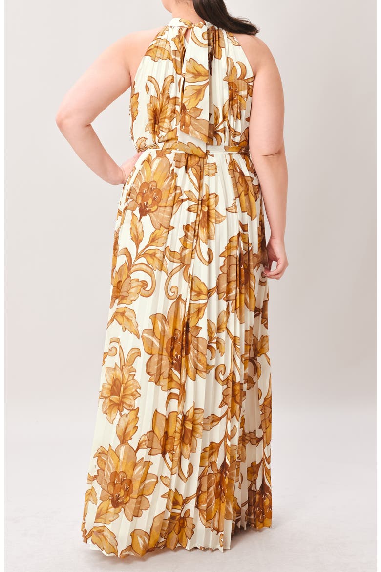 Printed Maxi Dress, Alternate, color, IVORY BROWN