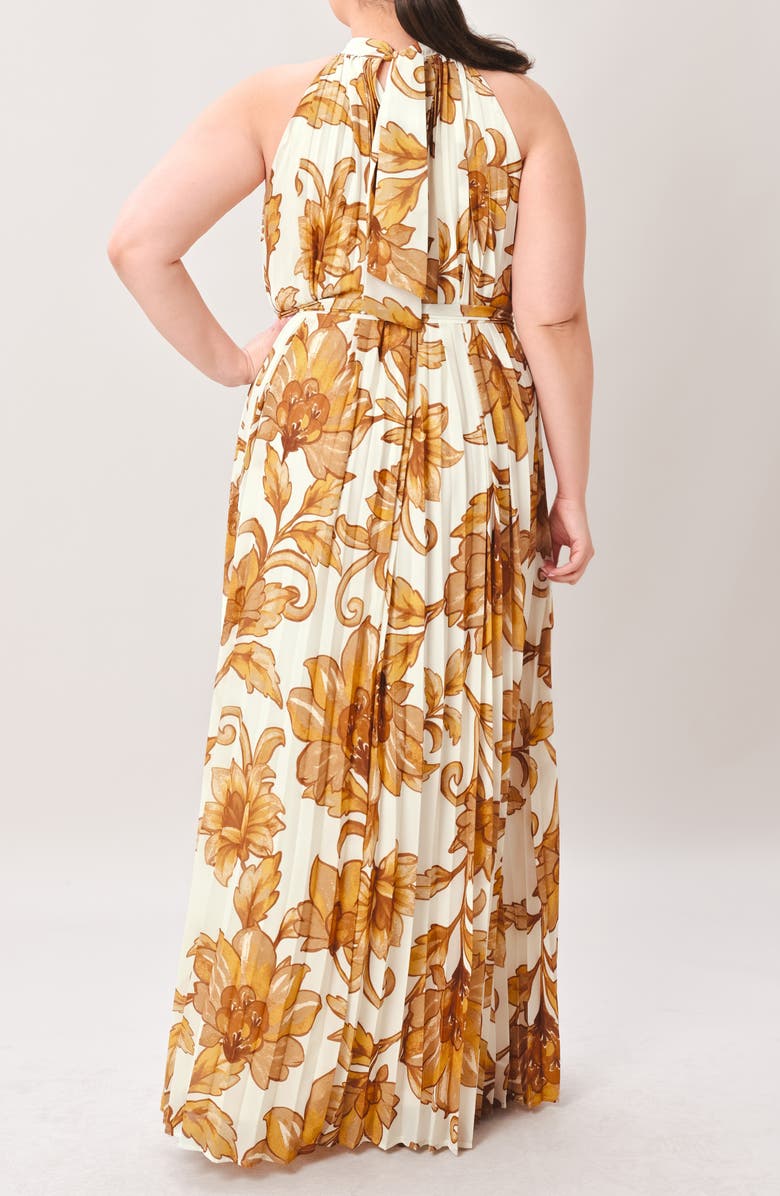 FLYING TOMATO Printed Maxi Dress, Alternate, color, Ivory Brown