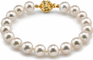 The Pearl Source 8.5-9.0mm Hanadama Akoya White Pearl Bracelet