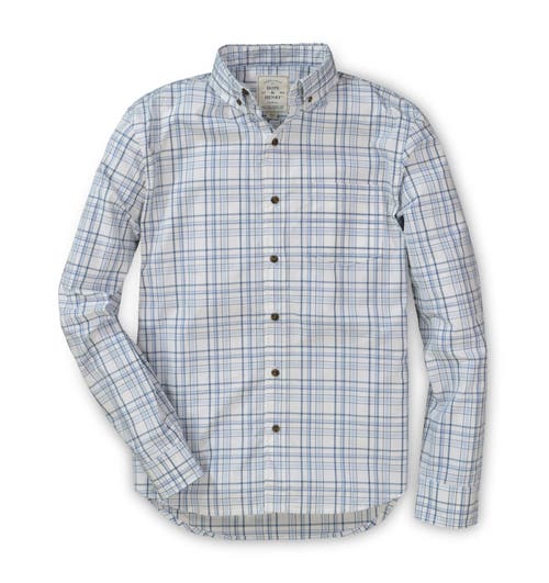 Hope & Henry Poplin Button Down Shirt In Light Blue Plaid